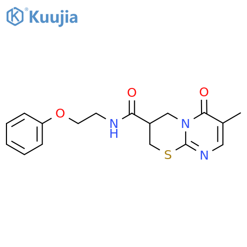 7-methyl-6-oxo-N-(2-phenoxyethyl)-2H,3H,4H,6H-pyrimido2,1-b1,3thiazine-3-carboxamide structure