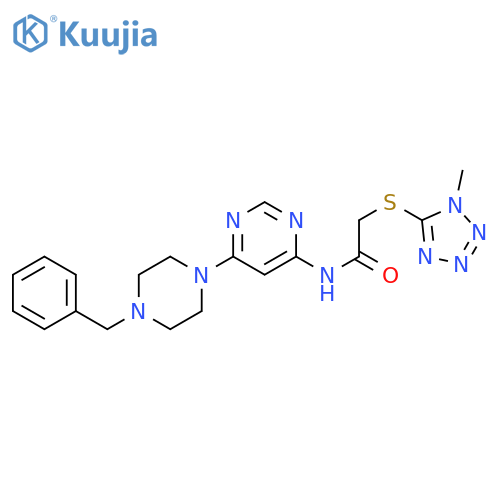 N-6-(4-benzylpiperazin-1-yl)pyrimidin-4-yl-2-(1-methyl-1H-1,2,3,4-tetrazol-5-yl)sulfanylacetamide structure