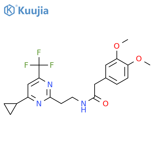 N-{2-[4-cyclopropyl-6-(trifluoromethyl)pyrimidin-2-yl]ethyl}-2-(3,4-dimethoxyphenyl)acetamide structure