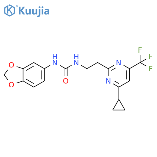 3-(2H-1,3-benzodioxol-5-yl)-1-{2-[4-cyclopropyl-6-(trifluoromethyl)pyrimidin-2-yl]ethyl}urea structure