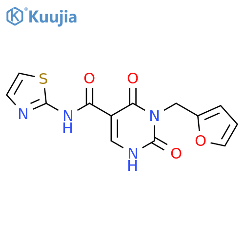 3-(furan-2-yl)methyl-2,4-dioxo-N-(1,3-thiazol-2-yl)-1,2,3,4-tetrahydropyrimidine-5-carboxamide structure