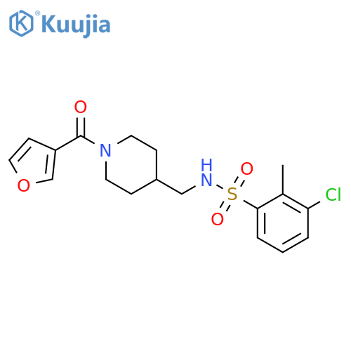 3-chloro-N-{1-(furan-3-carbonyl)piperidin-4-ylmethyl}-2-methylbenzene-1-sulfonamide structure