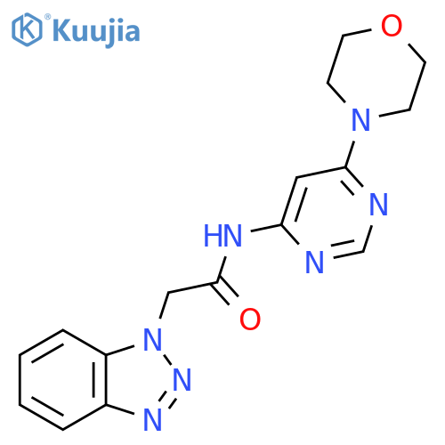 2-(1H-1,2,3-benzotriazol-1-yl)-N-6-(morpholin-4-yl)pyrimidin-4-ylacetamide structure