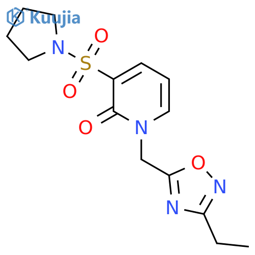 1-(3-ethyl-1,2,4-oxadiazol-5-yl)methyl-3-(pyrrolidine-1-sulfonyl)-1,2-dihydropyridin-2-one structure
