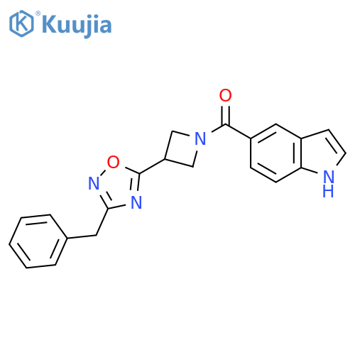 5-3-(3-benzyl-1,2,4-oxadiazol-5-yl)azetidine-1-carbonyl-1H-indole structure