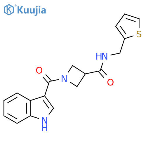 1-(1H-indole-3-carbonyl)-N-(thiophen-2-yl)methylazetidine-3-carboxamide structure