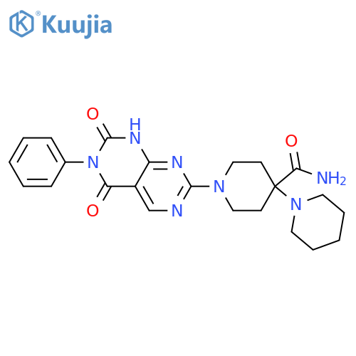 1'-{5,7-dioxo-6-phenyl-5H,6H,7H,8H-1,3diazino4,5-dpyrimidin-2-yl}-1,4'-bipiperidine-4'-carboxamide structure