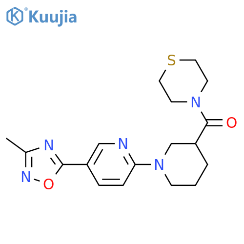 4-{1-[5-(3-methyl-1,2,4-oxadiazol-5-yl)pyridin-2-yl]piperidine-3-carbonyl}thiomorpholine structure