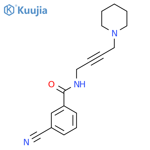 3-cyano-N-4-(piperidin-1-yl)but-2-yn-1-ylbenzamide structure