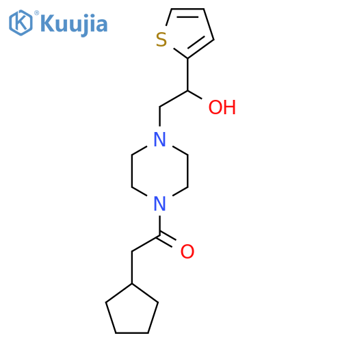 2-cyclopentyl-1-{4-2-hydroxy-2-(thiophen-2-yl)ethylpiperazin-1-yl}ethan-1-one structure