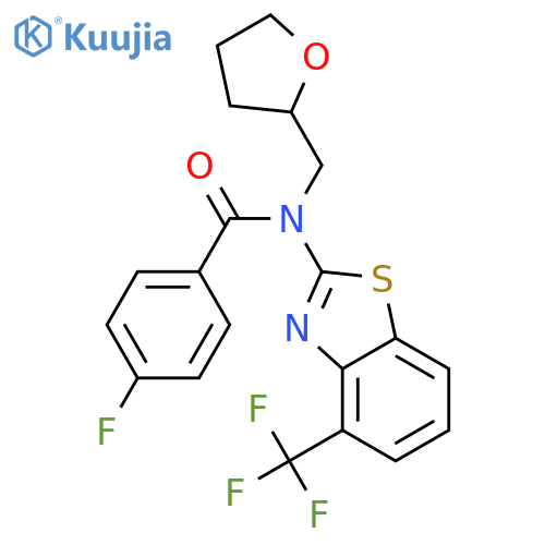 4-fluoro-N-[(oxolan-2-yl)methyl]-N-[4-(trifluoromethyl)-1,3-benzothiazol-2-yl]benzamide structure