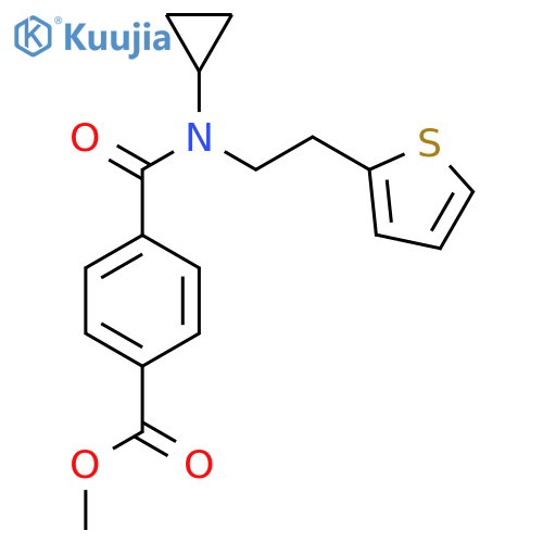methyl 4-{cyclopropyl2-(thiophen-2-yl)ethylcarbamoyl}benzoate structure
