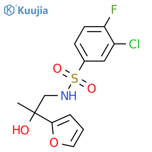 3-chloro-4-fluoro-N-2-(furan-2-yl)-2-hydroxypropylbenzene-1-sulfonamide structure