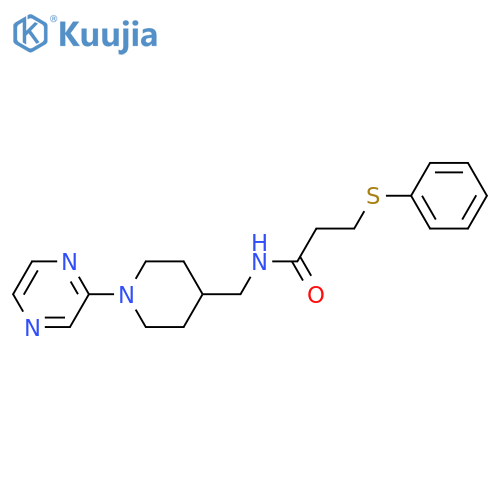 3-(phenylsulfanyl)-N-{1-(pyrazin-2-yl)piperidin-4-ylmethyl}propanamide structure