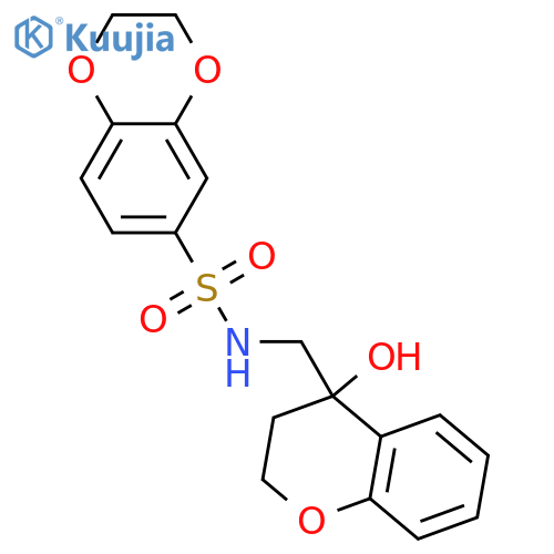 N-(4-hydroxy-3,4-dihydro-2H-1-benzopyran-4-yl)methyl-2,3-dihydro-1,4-benzodioxine-6-sulfonamide structure