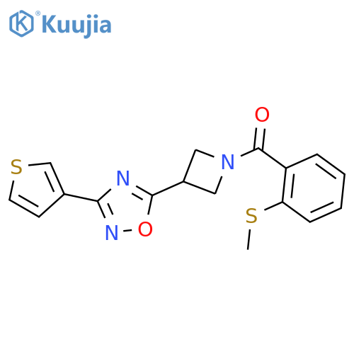 5-{1-2-(methylsulfanyl)benzoylazetidin-3-yl}-3-(thiophen-3-yl)-1,2,4-oxadiazole structure