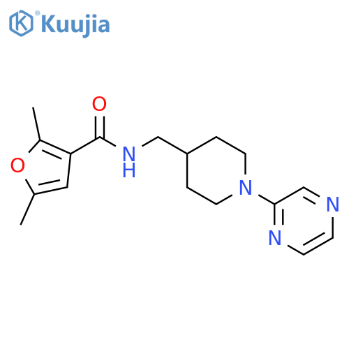 2,5-dimethyl-N-{1-(pyrazin-2-yl)piperidin-4-ylmethyl}furan-3-carboxamide structure