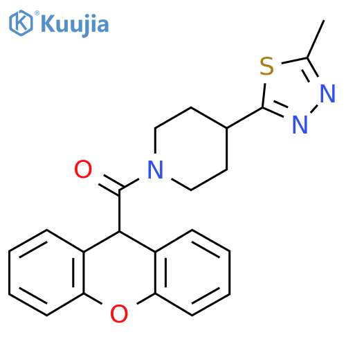 4-(5-methyl-1,3,4-thiadiazol-2-yl)-1-(9H-xanthene-9-carbonyl)piperidine structure