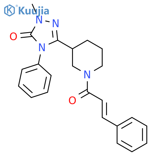 1-methyl-4-phenyl-3-{1-(2E)-3-phenylprop-2-enoylpiperidin-3-yl}-4,5-dihydro-1H-1,2,4-triazol-5-one structure