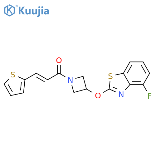 (2E)-1-{3-[(4-fluoro-1,3-benzothiazol-2-yl)oxy]azetidin-1-yl}-3-(thiophen-2-yl)prop-2-en-1-one structure