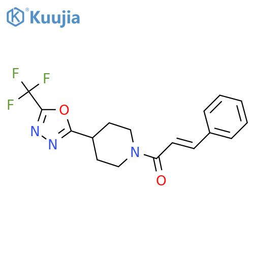 (2E)-3-phenyl-1-{4-[5-(trifluoromethyl)-1,3,4-oxadiazol-2-yl]piperidin-1-yl}prop-2-en-1-one structure