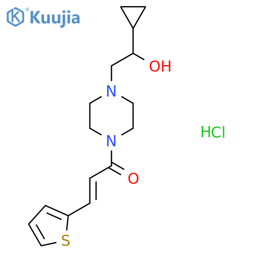 (2E)-1-4-(2-cyclopropyl-2-hydroxyethyl)piperazin-1-yl-3-(thiophen-2-yl)prop-2-en-1-one hydrochloride structure