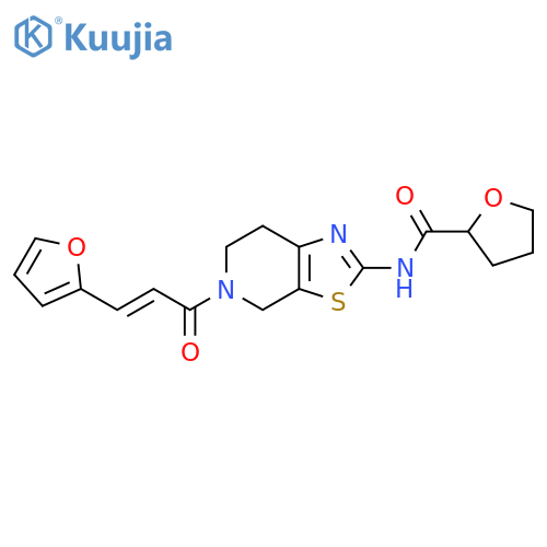 N-{5-(2E)-3-(furan-2-yl)prop-2-enoyl-4H,5H,6H,7H-1,3thiazolo5,4-cpyridin-2-yl}oxolane-2-carboxamide structure