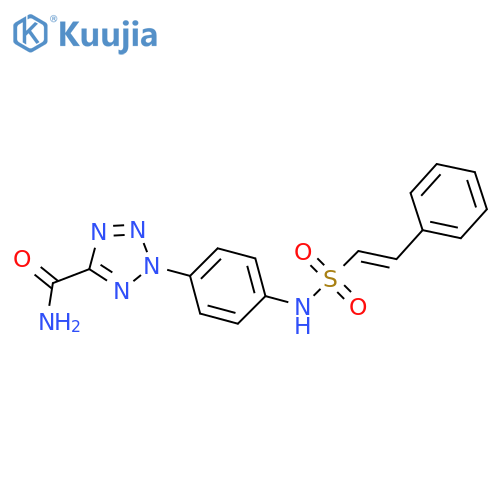 2-{4-(E)-2-phenylethenesulfonamidophenyl}-2H-1,2,3,4-tetrazole-5-carboxamide structure