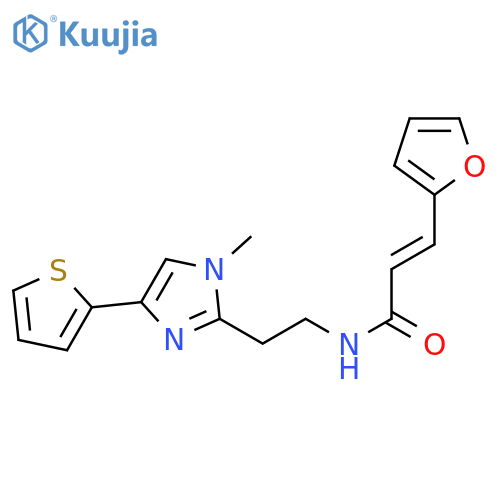 (2E)-3-(furan-2-yl)-N-{2-[1-methyl-4-(thiophen-2-yl)-1H-imidazol-2-yl]ethyl}prop-2-enamide structure