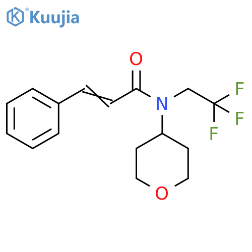 (2E)-N-(oxan-4-yl)-3-phenyl-N-(2,2,2-trifluoroethyl)prop-2-enamide structure