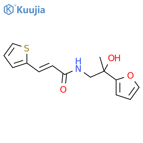 (2E)-N-2-(furan-2-yl)-2-hydroxypropyl-3-(thiophen-2-yl)prop-2-enamide structure