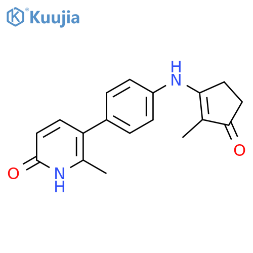 2(1H)-Pyridinone,6-methyl-5-[4-[(2-methyl-3-oxo-1-cyclopenten-1-yl)amino]phenyl]- structure