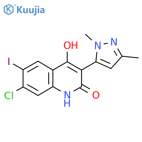 7-chloro-3-(1,3-dimethyl-1H-pyrazol-5-yl)-4-hydroxy-6-iodoquinolin-2(1H)-one structure