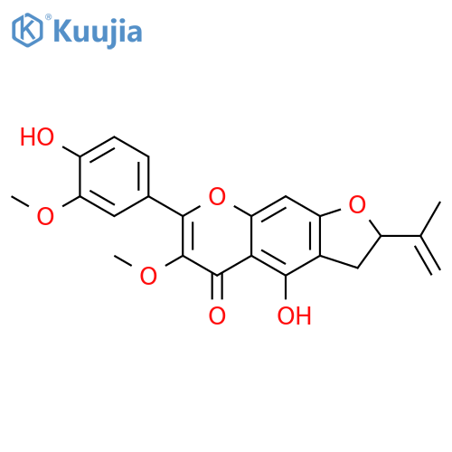 5H-Furo[3,2-g][1]benzopyran-5-one, 2,3-dihydro-4-hydroxy-7-(4-hydroxy-3-methoxyphenyl)-6-methoxy-2-(1-methylethenyl)- (9CI) structure