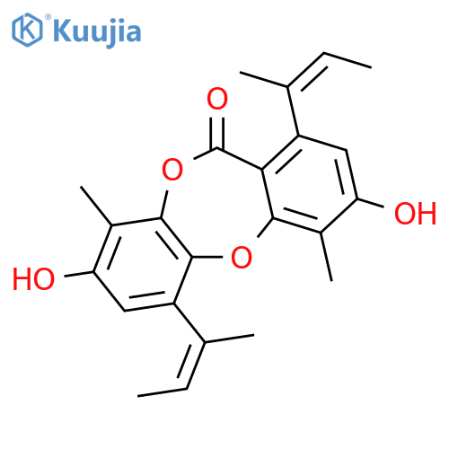 11H-Dibenzo[b,e][1,4]dioxepin-11-one,3,8-dihydroxy-4,9-dimethyl-1,6-bis[(1Z)-1-methyl-1-propen-1-yl]- structure