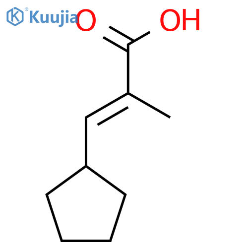 (2E)-3-cyclopentyl-2-methylprop-2-enoic acid structure
