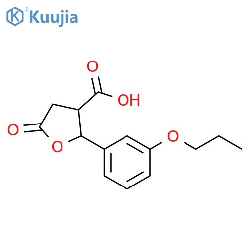 5-Oxo-2-(3-propoxy-phenyl)-tetrahydro-furan-3-carboxylic acid structure