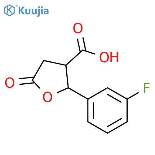 2-(3-Fluoro-phenyl)-5-oxo-tetrahydro-furan-3-carboxylic acid structure