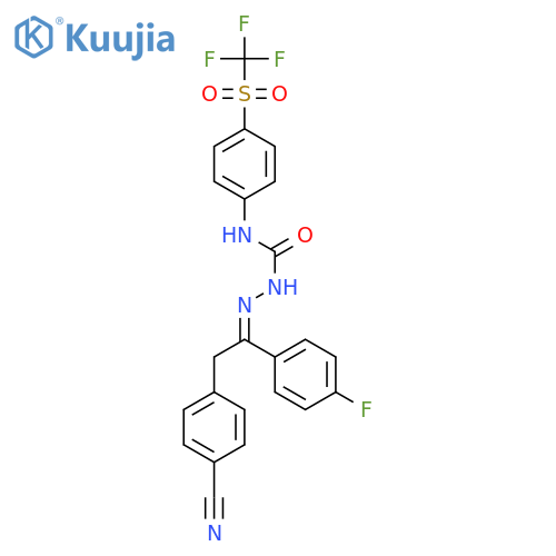 Hydrazinecarboxamide,2-[2-(4-cyanophenyl)-1-(4-fluorophenyl)ethylidene]-N-[4-[(trifluoromethyl)sulfonyl]phenyl]- structure
