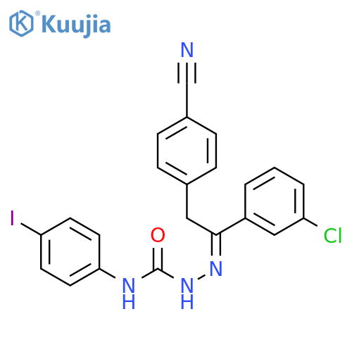 Hydrazinecarboxamide,2-[1-(3-chlorophenyl)-2-(4-cyanophenyl)ethylidene]-N-(4-iodophenyl)- structure