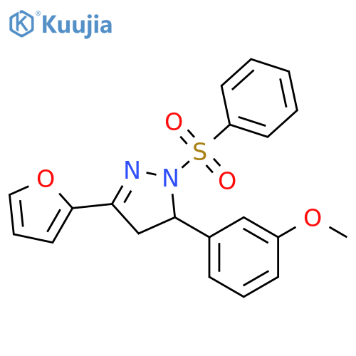 1-(benzenesulfonyl)-3-(furan-2-yl)-5-(3-methoxyphenyl)-4,5-dihydro-1H-pyrazole structure