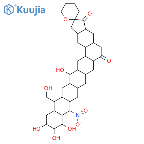 11,12,13,17-Tetrahydroxy-15-(hydroxymethyl)-10-nitrospiro[2H-indeno[5,6-a]hexacene-2,2'-[2H]pyran]-3,6-dione structure