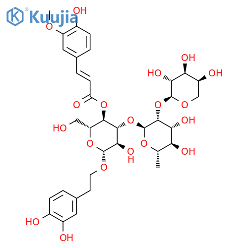 b-D-Glucopyranoside,2-(3,4-dihydroxyphenyl)ethyl O-a-L-arabinopyranosyl-(1&reg;2)-O-6-deoxy-a-L-mannopyranosyl-(1&reg;3)-, 4-[(2E)-3-(4-hydroxy-3-methoxyphenyl)-2-propenoate] structure