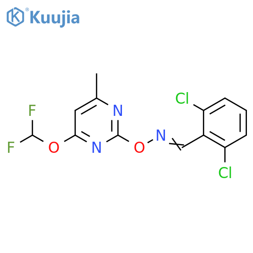 Benzaldehyde, 2,6-dichloro-,O-[4-(difluoromethoxy)-6-methyl-2-pyrimidinyl]oxime structure