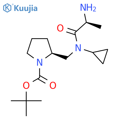 Tert-butyl (2S)-2-[[[(2S)-2-aminopropanoyl]-cyclopropylamino]methyl]pyrrolidine-1-carboxylate structure