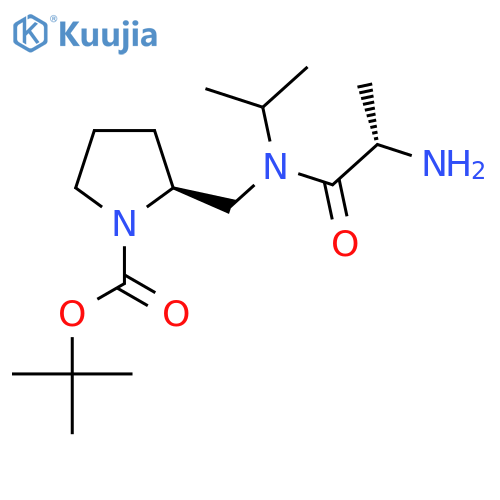 Tert-butyl (2S)-2-[[[(2S)-2-aminopropanoyl]-propan-2-ylamino]methyl]pyrrolidine-1-carboxylate structure