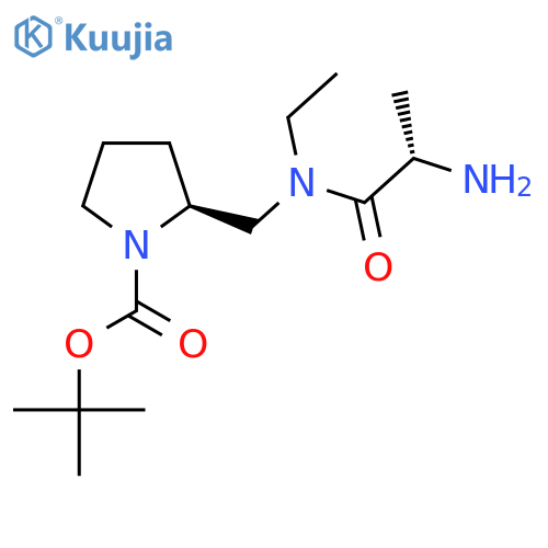 (S)-2-{[((S)-2-Amino-propionyl)-ethyl-amino]-methyl}-pyrrolidine-1-carboxylic acid tert-butyl ester structure
