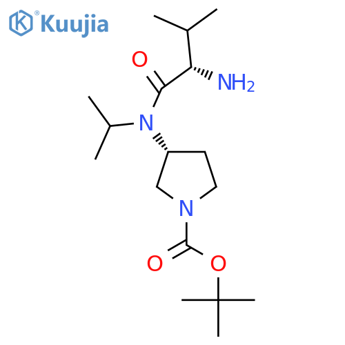 Tert-butyl (3R)-3-[[(2S)-2-amino-3-methylbutanoyl]-propan-2-ylamino]pyrrolidine-1-carboxylate structure