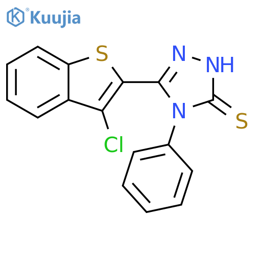 3-(3-chloro-1-benzothiophen-2-yl)-4-phenyl-4,5-dihydro-1H-1,2,4-triazole-5-thione structure