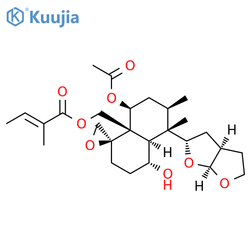 2-Butenoic acid, 2-methyl-, [(1R,4R,4aR,5S,6R,8S,8aR)-8-(acetyloxy)-5-[(2S,3aR,6aS)-hexahydrofuro[2,3-b]furan-2-yl]octahydro-4-hydroxy-5,6-dimethylspiro[naphthalene-1(8aH),2'-oxiran]-8a-yl]methyl ester, (2E)- structure